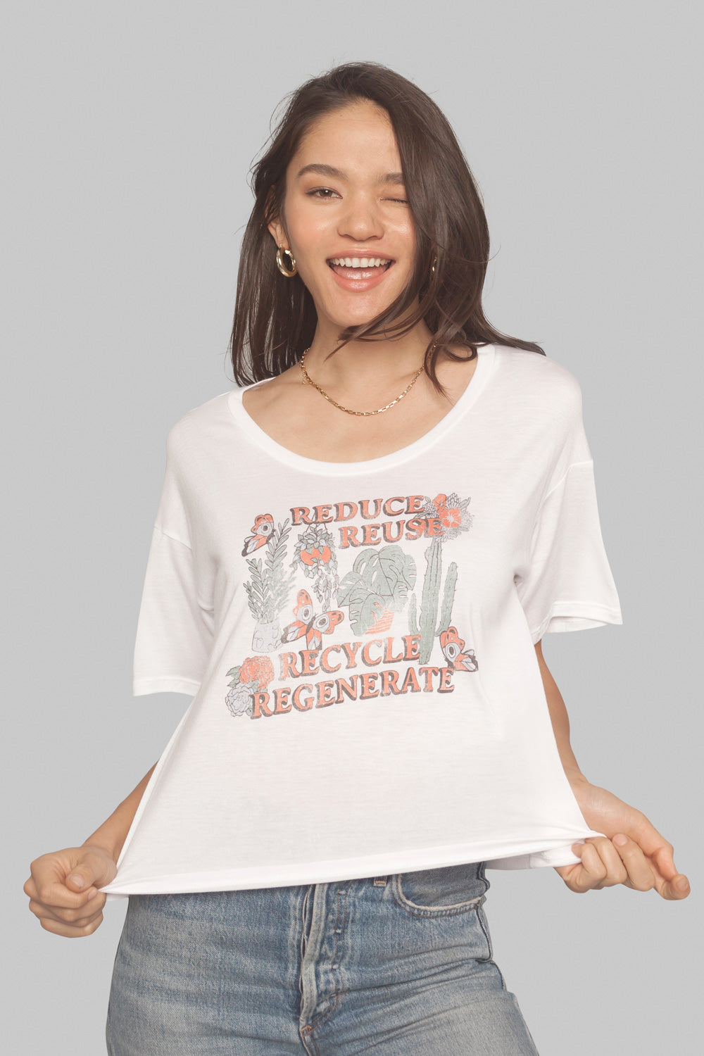 White Reduce Reuse Recycle Regenerate Tee– Sustainia Asia Ltd.,